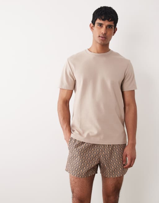 ASOS DESIGN - Brune korte badeshorts med mikroprint, 5 af 5
