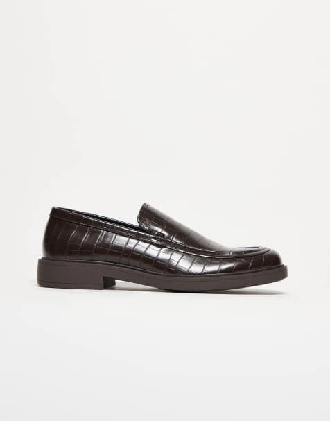 ASOS DESIGN - Brune loafers i imiteret krokodilleskind - view 1