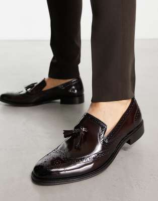 Asos Design - Brune Loafers Med Brogue-Detaljer I Poleret Læder