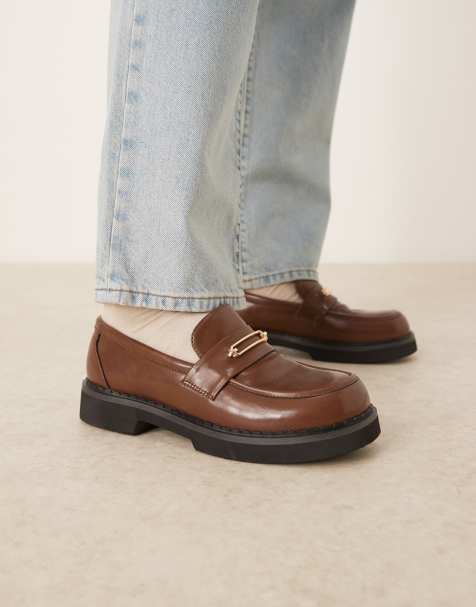 ASOS DESIGN - Brune loafers med guldfarvet bidsel - view 1