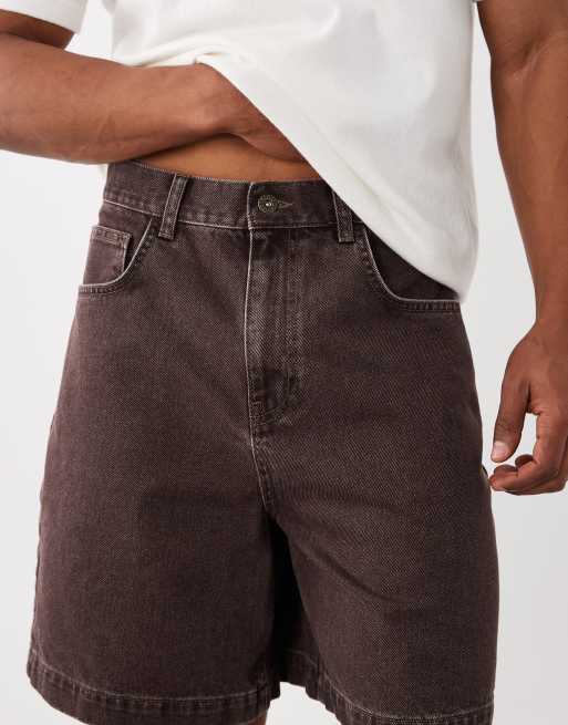 ASOS DESIGN - Brune mellemlange jorts i denim, 4 af 5