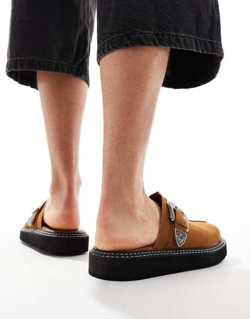 ASOS DESIGN - Brune mule-sandaler med chunky sål i træsko-stil, 2 af 4
