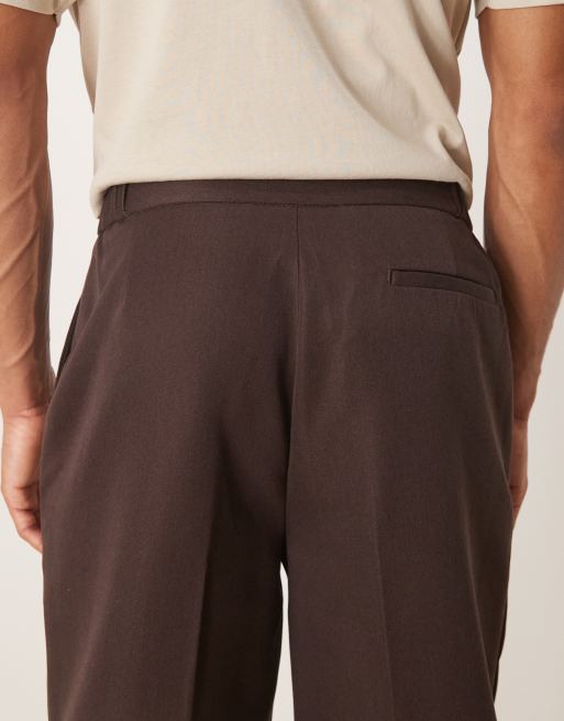 ASOS DESIGN - Brune og elegante bukser med lige ben og delvist elastisk linning med tætsiddende benkanter, 5 af 5