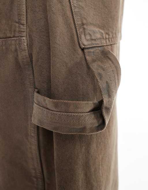 ASOS DESIGN - Brune og forvaskede baggy jeans med ballonben og tømrerdetaljer , 3 af 5