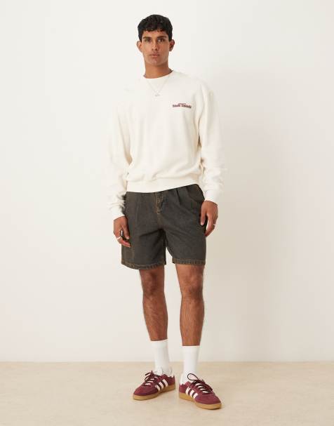ASOS DESIGN - Brune og mellemlange jorts i denim med dobbeltplisseringer - view 1