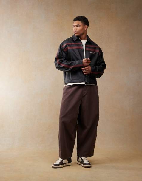 ASOS DESIGN - Brune oversized posede bukser med elastisk talje - view 1