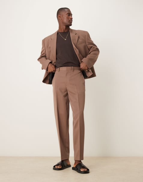 ASOS DESIGN - Brune oversized tapered habitbukser - view 1