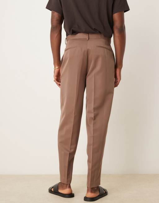 ASOS DESIGN - Brune oversized tapered habitbukser, 4 af 5