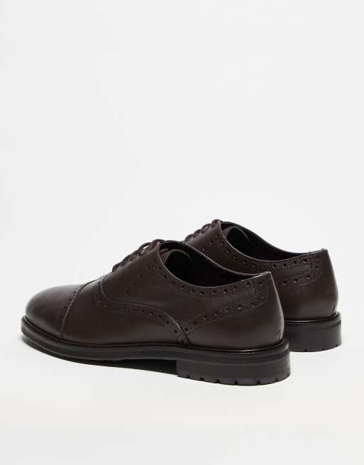ASOS DESIGN - Brune Oxford-sko med snørebånd og brogue-detaljer i læder, 4 af 4