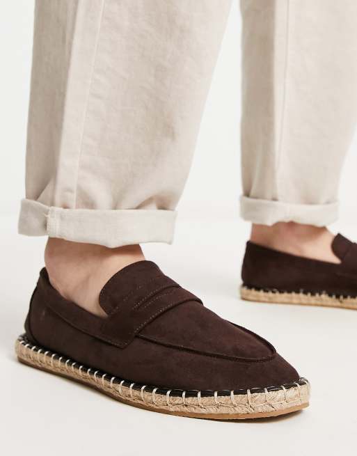 ASOS DESIGN - Brune penny-loaferespadrillers i imiteret ruskind, 4 af 4