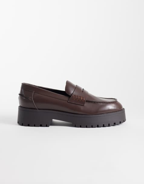 ASOS DESIGN - Brune penny-loafers med tekstur og rillet sål - view 1
