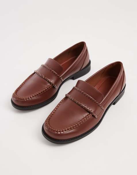 ASOS DESIGN - Brune penny-loafers med vævede detaljer - view 1