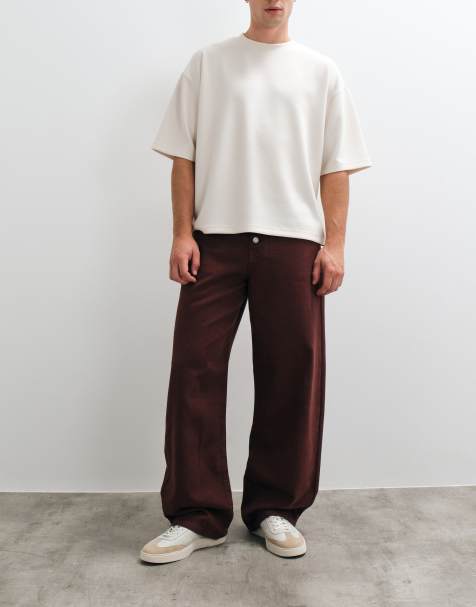 ASOS DESIGN - Brune posede bukser med synlige knapper - view 1