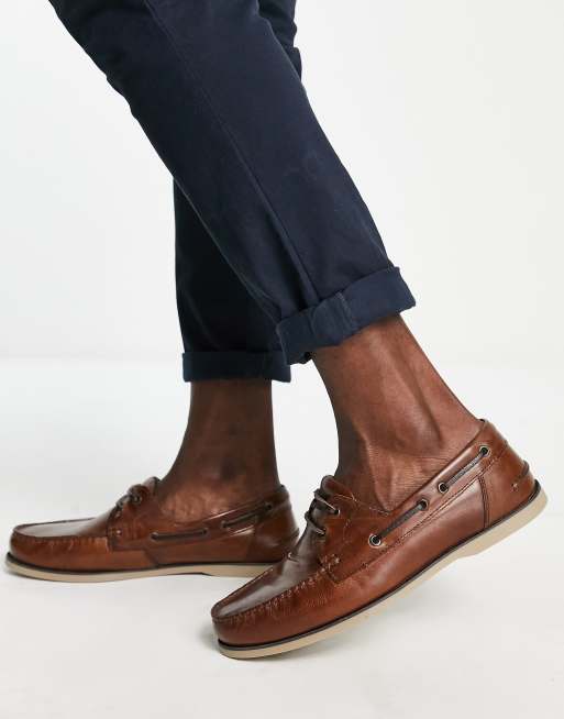 ASOS DESIGN - Brune sejlersko i læder med gummisål, 4 af 4