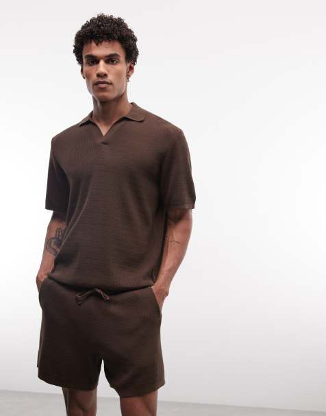 ASOS DESIGN - Brune shorts i strikket Airtex-materiale - view 1