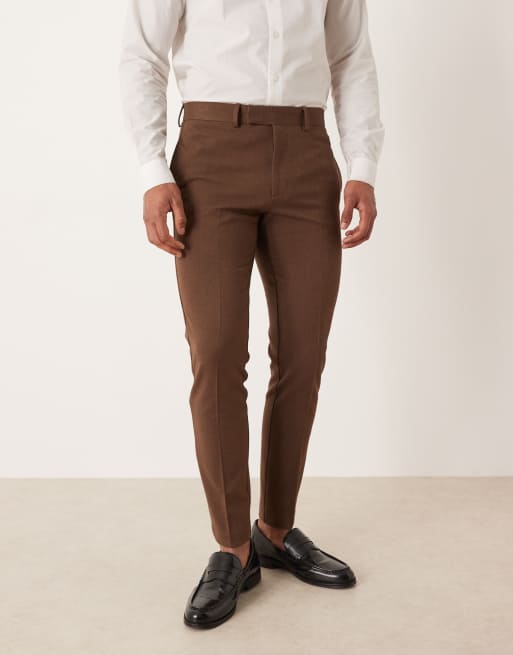 ASOS DESIGN - Brune skinny habitbukser i twill, 2 af 5