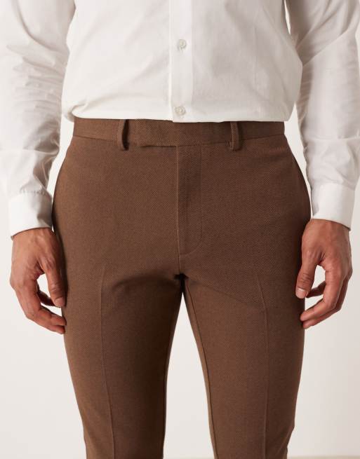 ASOS DESIGN - Brune skinny habitbukser i twill, 4 af 5