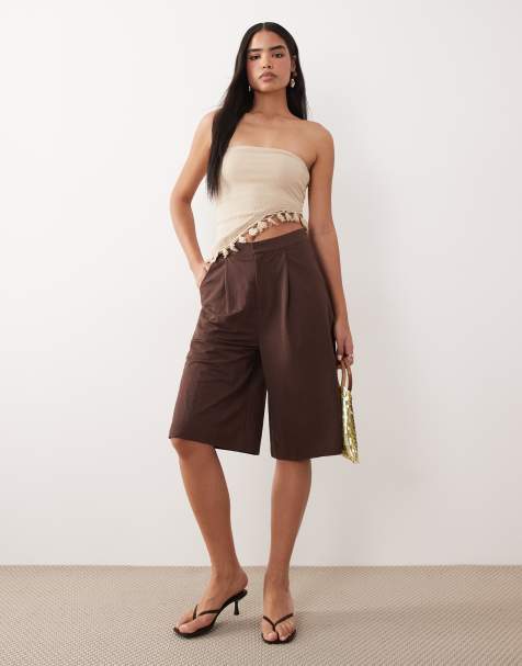 ASOS DESIGN - Brune skræddersyede bermudashorts i hørlook - view 1