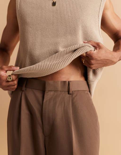 ASOS DESIGN - Brune skræddersyede tapered bukser med plisseringer foran i oversized pasform, 3 af 5