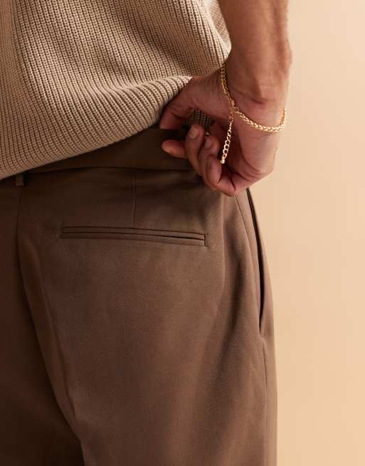 ASOS DESIGN - Brune skræddersyede tapered bukser med plisseringer foran i oversized pasform, 5 af 5
