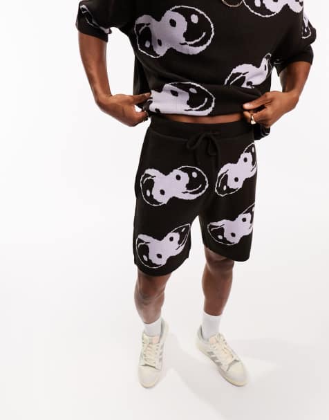 ASOS DESIGN - Brune strikkede shorts med ying yang-print - view 1