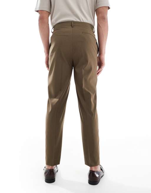 ASOS DESIGN - Brune tapered habitbukser, 4 af 5