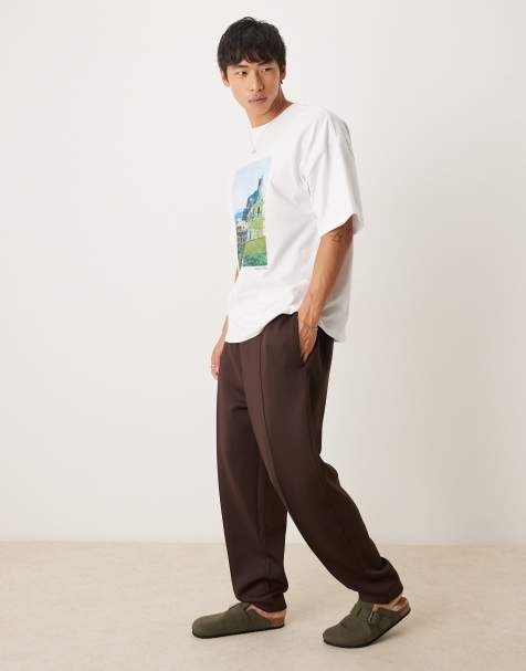 ASOS DESIGN - Brune tapered joggingbukser i scuba-stof - view 1