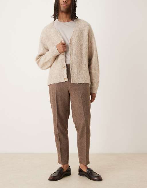 ASOS DESIGN - Brune tapered skræddersyede bukser i uldblanding, 2 af 5