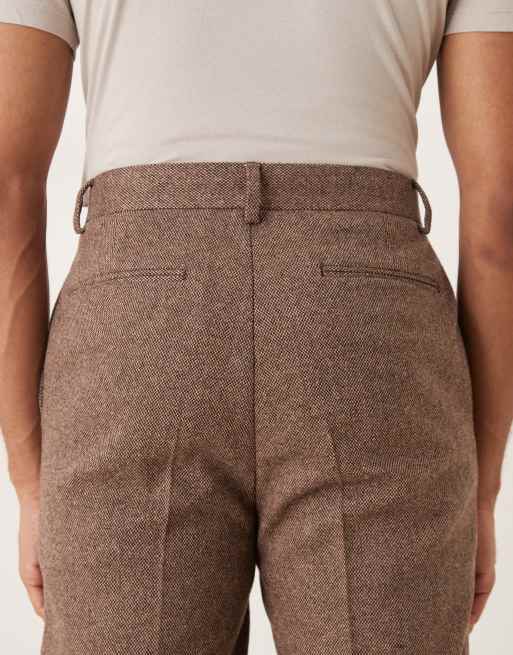 ASOS DESIGN - Brune tapered skræddersyede bukser i uldblanding, 4 af 5