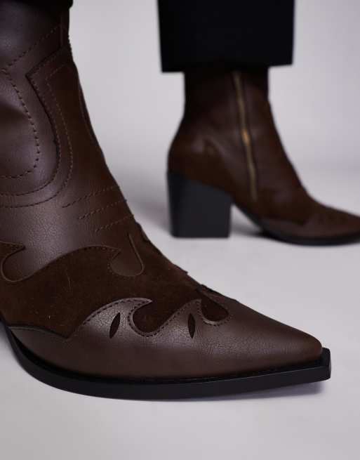 ASOS DESIGN - Brune western-inspirerede chelsea-støvler med cubansk hæl, 3 af 4