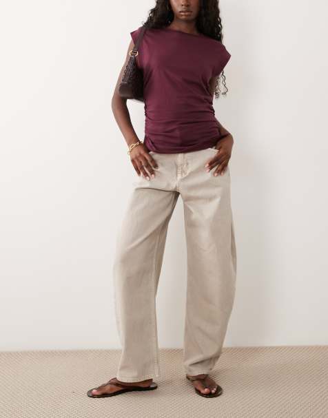 ASOS DESIGN – Brungrå jeans med barrelben - view 1