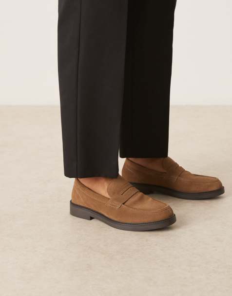 ASOS DESIGN – Brungrå loafers i mocka - view 1