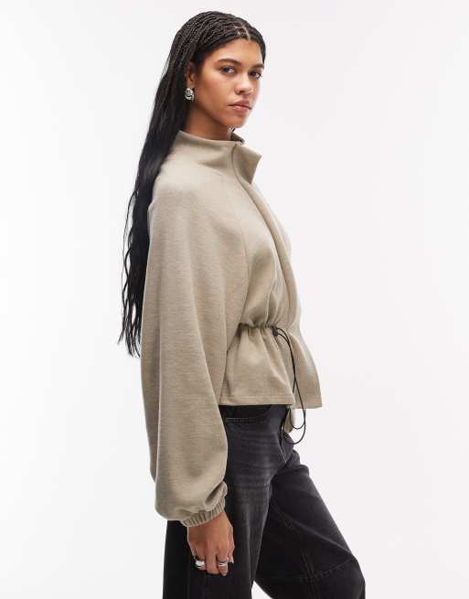 ASOS DESIGN – Brungrå, supermjuk topp med ståkrage, markerad midja och dragkedja, 2 av 4