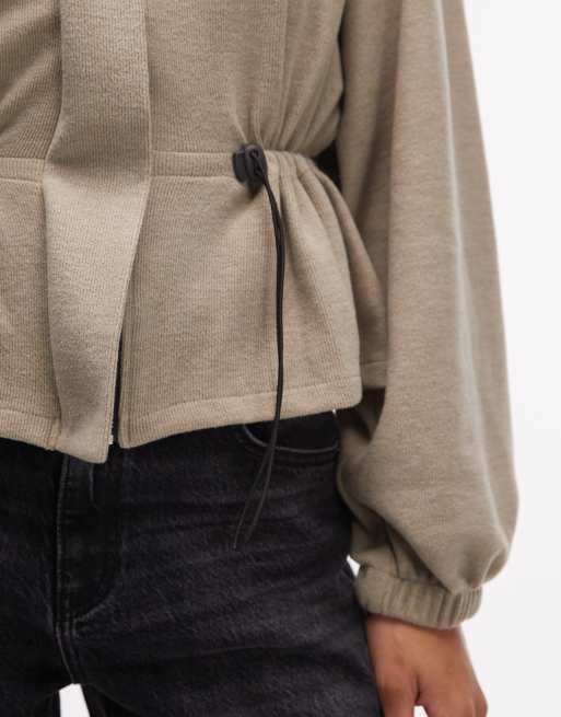 ASOS DESIGN – Brungrå, supermjuk topp med ståkrage, markerad midja och dragkedja, 3 av 4