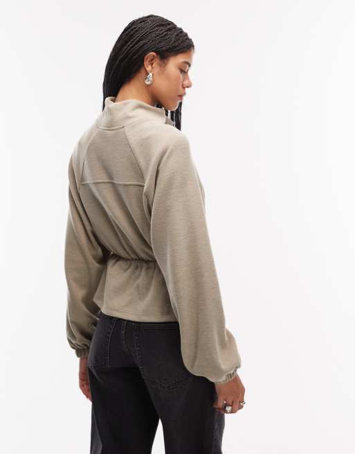 ASOS DESIGN – Brungrå, supermjuk topp med ståkrage, markerad midja och dragkedja, 4 av 4