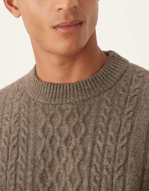 ASOS DESIGN – Brunmelerad, flätstickad tröja i oversize med rund halsringning, 5 av 5