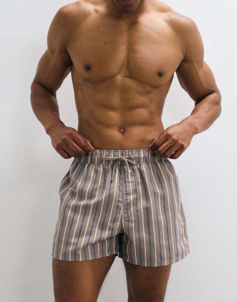 ASOS DESIGN – Brunrandiga, korta badshorts med broderi - view 1