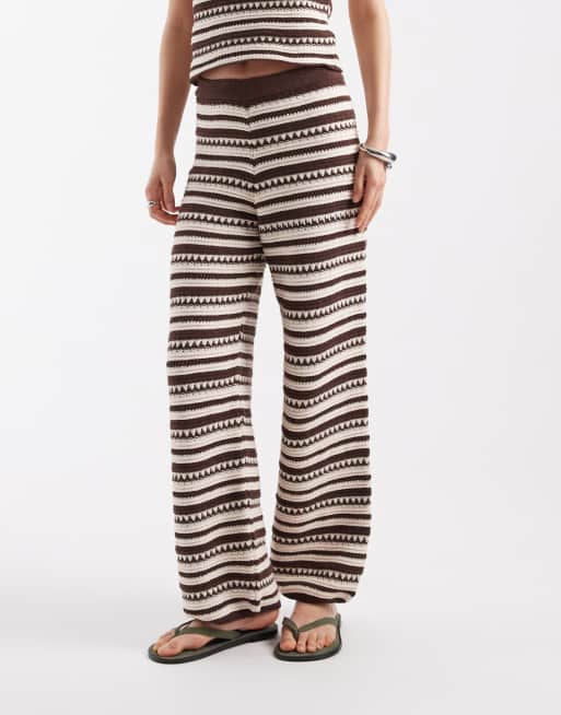ASOS DESIGN – Brunrandiga, virkade byxor, del av set, 2 av 5