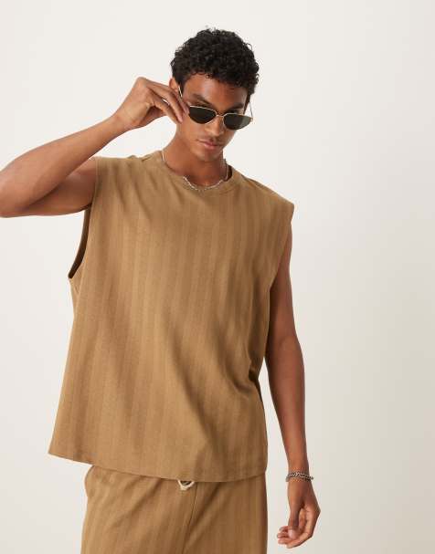 ASOS DESIGN – Brunrandigt linne i jacquard, del av set - view 1