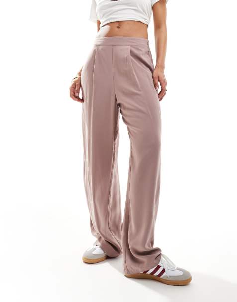 ASOS DESIGN – Brunrosa, avslappnade byxor i dra på-stil - view 1