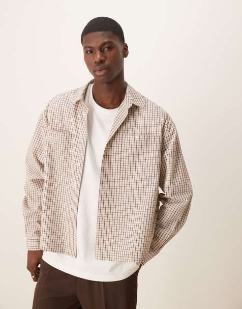 ASOS DESIGN – Brunrutig, boxig skjorta i oversize - view 1
