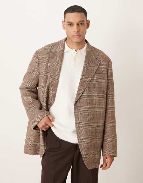 ASOS DESIGN – Brunrutig, slouchy kavaj i oversize - view 1