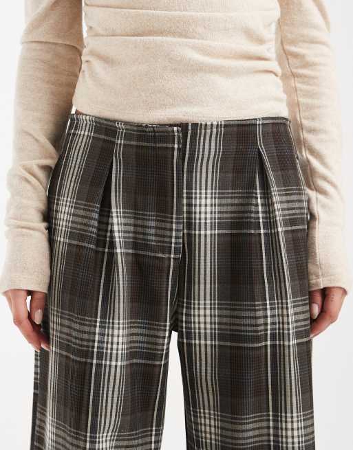 ASOS DESIGN – Brunrutiga byxor med raka ben utan midjeband, 5 av 5
