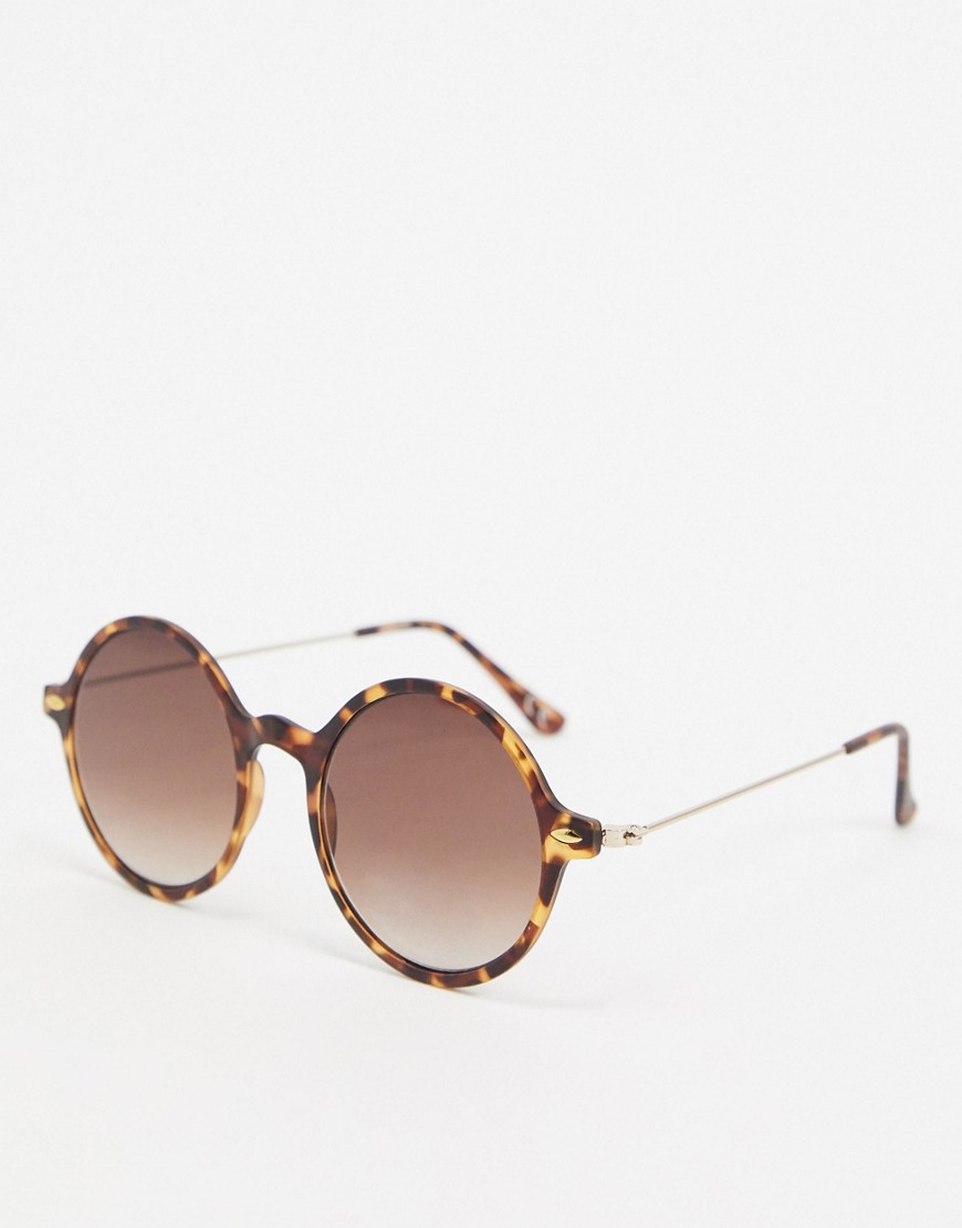 ASOS DESIGN – Brunspräckliga, runda 70-talsinspirerade solglasögon med gradvist bruntonade glas