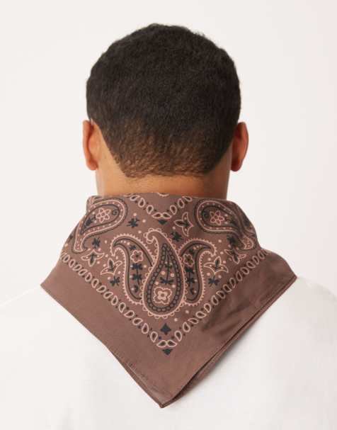 ASOS DESIGN - Brunt bandana-tørklæde med hvidt paisley-print - view 1