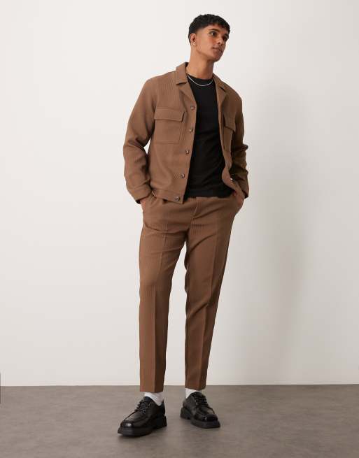 ASOS DESIGN - Brunt elegant sæt i ribstrik