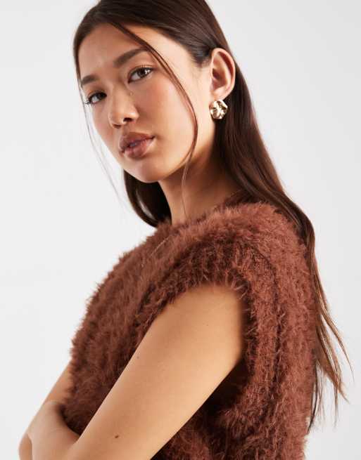 ASOS DESIGN – Brunt, fluffigt linne med rund halsringning och avslappnad passform, 2 av 4