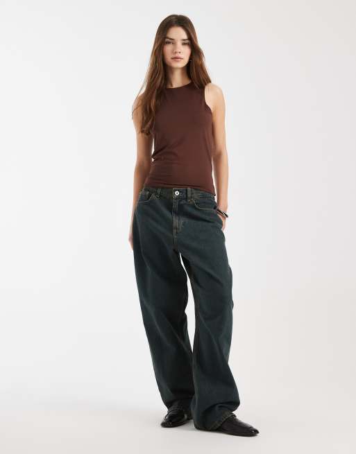 ASOS DESIGN – Brunt, långt brottarlinne i två lager, 3 av 4