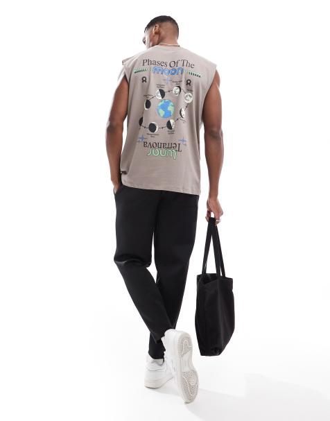 ASOS DESIGN – Brunt linne i oversize med tryck baktill - view 1
