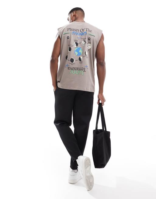 ASOS DESIGN – Brunt linne i oversize med tryck baktill